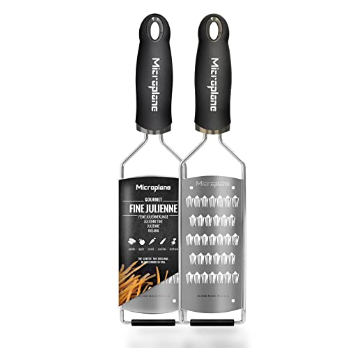Microplane Grattugia Da Cucina Mandolina Julienne Fine Acciaio Inossidabile Nera Serie Gourmet Ideale Per Carota, Raphanus, Zucchina, Patata, Mela E B