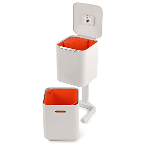Joseph Joseph Totem Max - Pattumiera Da Cucina Con Coperchio E Filtro Anti-Odore, Bidone Per Raccolta Differenziata, Sistema Di Separazione Con 3 Scom