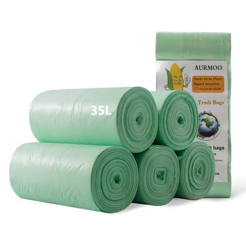 110 Sacchi Spazzatura Biodegradabili, 35L Sacchetti Per Immondizia Biodegradabili, Aurmoo Sacchetti Della Spazzatura, Sacchetti Per Rifiuti Organici P