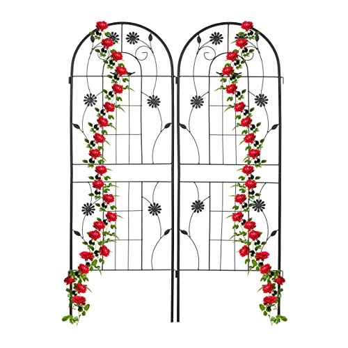 Relaxdays Grigliati Per Rampicanti, Set Da 2, Hxl 150 X 50 Cm, Supporti In Metallo Per Piante, Tralicci A Incastro, Nero