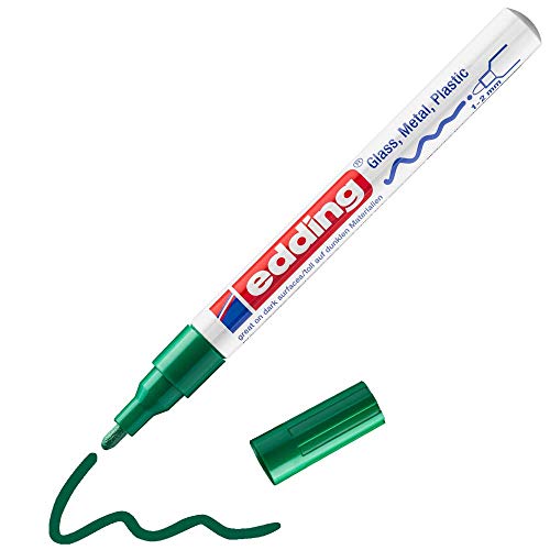 Edding 751 Marcatore A Vernice Lucida, Verde, 1 Pennarello, Punta Rotonda 1-2 Mm, Pennarello Indelebile Per Vetro, Pietra, Legno, Plastica, Carta, Imp