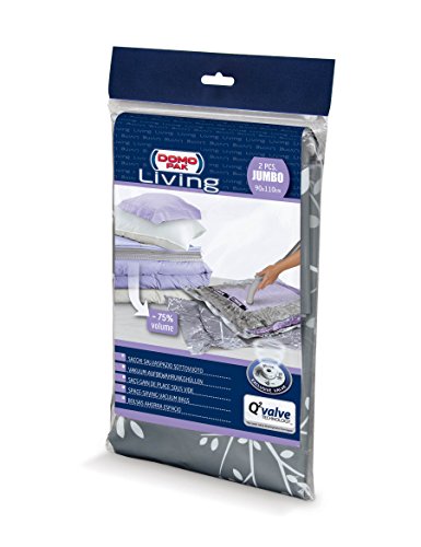 Domopak Living S/2 Sottovuoto Jumbo 2Pz Sacco Sotto Vuoto, Plastica, Grigio