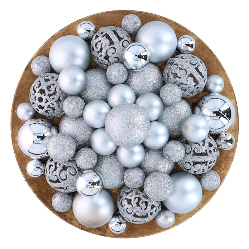 Giftsome Set Di Palline Di Natale Argentate - 101 Palle Di Natale Plastica - Incl. Picco Argento - Decorazioni Albero Di Natale - Addobbi Albero Di Na