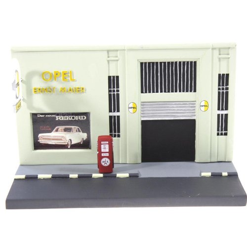 Diorama Garage Opel Ernst Maier Pour Voiture Miniature 1/43