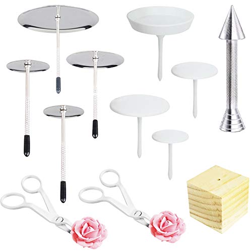 Woohome 7 Pz Chiodo Fiori Decorazione Della Torta, 4 Taglia Chiodo Fiori, 1 Pz Piping Flower Forbici E 1 Pz Porta Legna Per Decorazione Torte, Cupcake