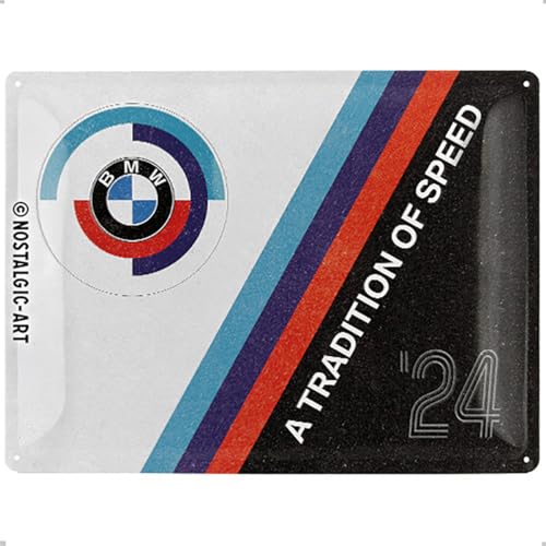 Nostalgic-Art Targhe Vintage Bmw – Speed – Idea Regalo Per Amanti Di Accessori Per Auto, In Metallo, Design Retro Per Decorazione, 30 X 40 Cm