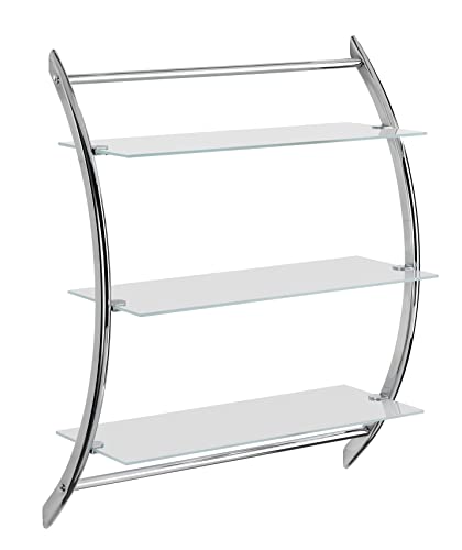 Wenko Exclusiv Scaffale A Parete Vermont - 3 Ripiani In Vetro Satinato, Acciaio, 57 X 71 X 22 Cm, Cromo