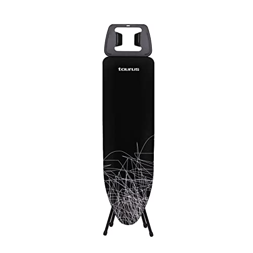 Taurus - Asse Da Stiro Argenta Black, Altezza Regolabile Max. 81 Cm, Poggiaferro, Fodera In Cotone, Superficie Di Stiratura 32 X 110 Cm, Piedini Antis