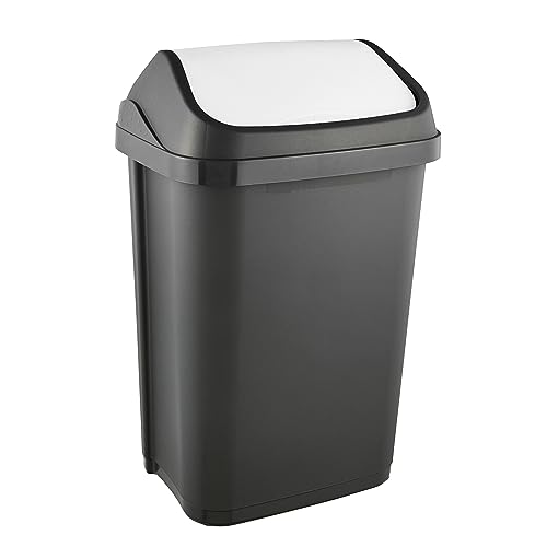 Keeeper Pattumiera Con Coperchio Basculante, 25 L, Swantje, Grigio Grafite