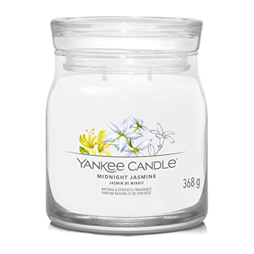 Yankee Candle Candela Profumata Firmata | Candela Midnight Jasmine Medium Jar Con Doppio Stoppino | Candela Di Cera Di Soia In Miscela Di Cera Di Soia