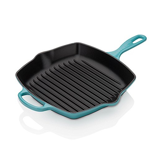 Le Creuset Bistecchiera Skillet Quadrata Evolution In Ghisa Vetrificata, 26 Cm, Blu Caribe, 20183261700422