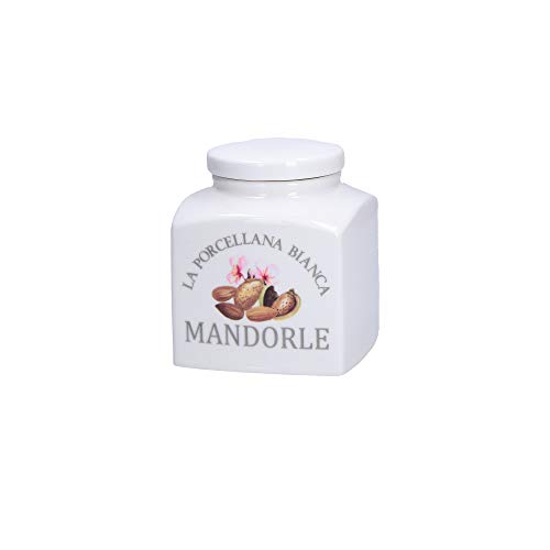 La Porcellana Bianca - Barattolo Deco Mandorle In Gift Box - Conserva, Barattoli E Contenitori - Barattoli Cucina - Porcellana - 500 Cc; 9,5X9,5Xh11,5