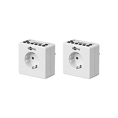 Goobay 55541 Timer Digitale Per Interni - Silenzioso - Programmabile - 10 Programmi Di Commutazione - Batteria Di Riserva Per 4 Giorni - Set Di 2 - Ve