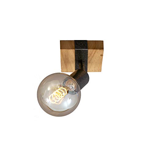 Briloner Leuchten - Lampada Da Parete, Applique, Faretto Retrò, Vintage, Girevole E Orientabile, 1X E27, Metallo-Legno, Colore: Grigio Piombo, 100X103