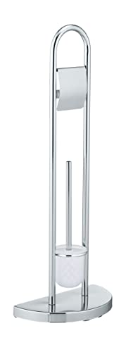 Wenko Piantana Portarotolo E Scopino Wc Cosenza - Base Semicircolare, Acciaio, 33 X 84 X 18 Cm, Cromo
