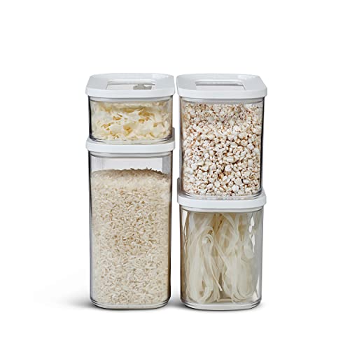 Mepal - Set Di 4 Pezzi - Contenitori Plastica Per Alimenti Con Coperchio - Organizzatori Da Cucina - Trasparente, Impilabili & Ermetici - 2 X 1000 Ml,