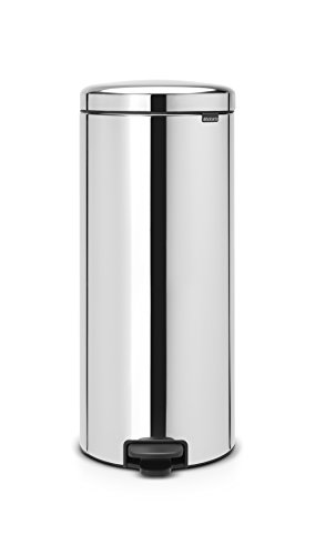 Brabantia Pedal Bin Newicon Pattumiera A Pedale, Secchio Interno In Metallo, Inox Lucido, 30 Lt