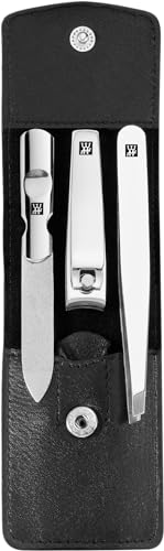 Zwilling Set Per Manicure E Pedicure In Vera Pelle Con Bottone Automatico Accessorio Per La Casa, Legno, Nero, 3-Teilig