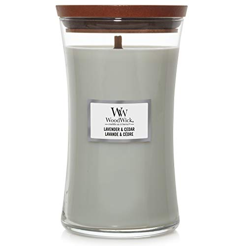 Woodwick Candela Profumata Hourglass Grande Con Stoppino Crepitante | Lavanda E Cedro | Durata Della Fragranza: Fino A 130 Ore