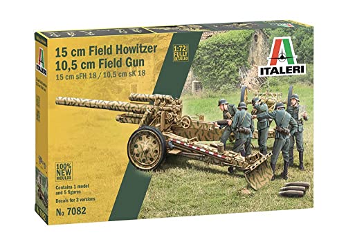 Italeri 7082 15Cm Field Howitzer 10,5Cm Field Gun, Scala 1/72, Plastic Model Kit, Modello In Plastica Da Montare, Modellismo, Mezzi Militari, Multicol
