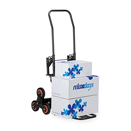 Relaxdays Carrello Portapacchi Per Scale, Carrellino Da Trasporto, Trolley Saliscale, Capacità Di Carico 50/150 Kg, Nero