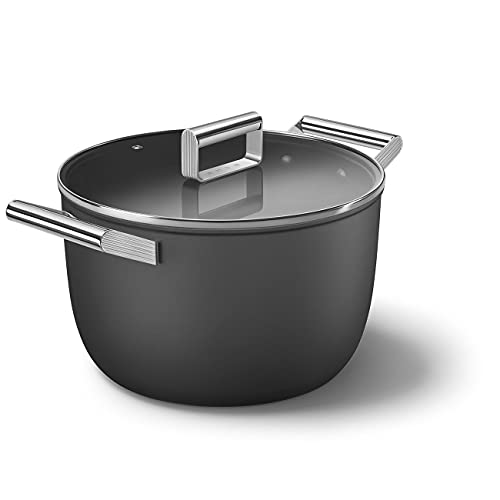 Smeg, Casseruola Antiaderente Ckfc2611Blm Con Coperchio Incluso, Diametro 26 Cm, Maniglie Laterali In Acciaio Inox, Per Tutti I Piani Cottura, Fino A 