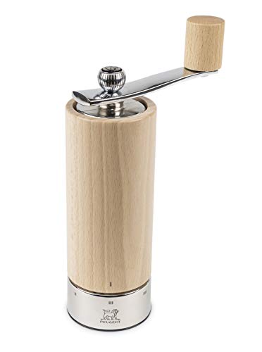 Peugeot Isen 37307 - Macinapepe Manuale Con Manovella, Con Regolazione Classica, Altezza: 18 Cm, In Legno/Acciaio Inox, Colore: Naturale