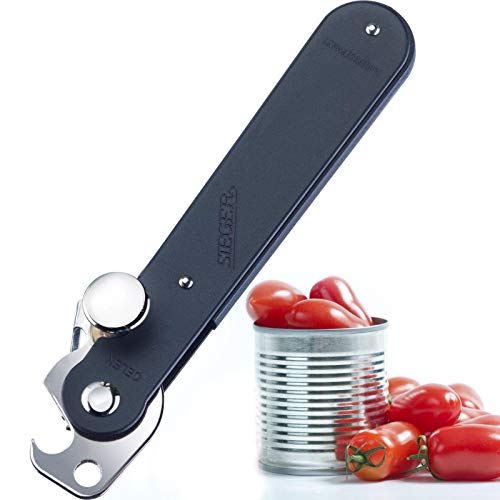 Westmark Apriscatole A Leva, Con Apribottiglie, Lunghezza: 14,9 Cm, Acciaio, Original Sieger, Nero/Argento, 11212260
