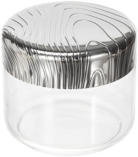 Alessi Veneer Pu05/50, Barattolo Da Cucina Ermetico Di Design, In Vetro Con Coperchio In Acciaio Inossidabile 18/10 Con Decoro In Rilievo
