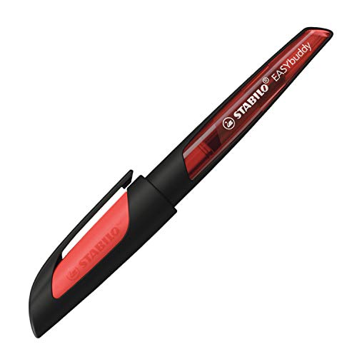 Penna Stilografica Ergonomica Per Bambini - Stabilo Easybuddy In Nero/Rosso - Punta Standard - Cartuccia Blu Inclusa