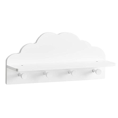Zeller 13504 - Appendiabiti Da Parete Per Bambini, In Mdf, 48 X 12 X 22 Cm, Colore: Bianco