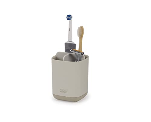 Joseph Joseph Easystore- Porta Spazzolino E Dentifricio, Compatibile Con Spazzolini Elettrici E Tradizionali, 3 Scomparti, Contenitore Da Bagno Smonta