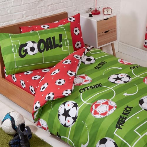 Price Right Home Completo Copripiumino E Federa Da Calcio Rosso Singolo