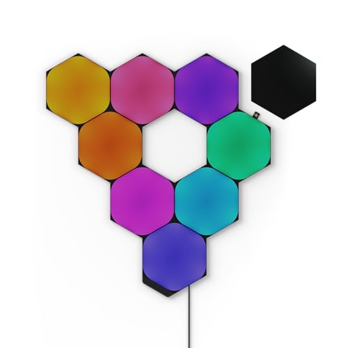 Nanoleaf Shapes Ultra Black Hexagon Starter Kit, 9 Esagoni Luminosi Led Rgbw Smart - Applique Da Parete Interno Modulari, Luci Led 16M Colori Wifi, Fu