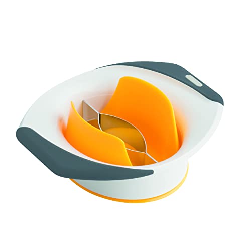 Zyliss E910017 Taglia Mango, Plastica, Acciaio Inossidabile, Bianco, Grigio, Giallo, Frutta Splitter, Affettatrice, Snocciolatore, Pelafutta Manuale,