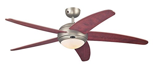 72564 Bendan One-Light 132 Cm Ventilatore A Soffitto Per Interni A Cinque Pale, Finitura In Peltro Nero Con Vetro Opalino Effetto Ghiaccio