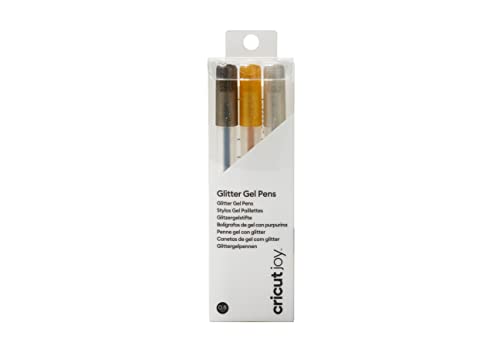 Cricut Glitter 0.8, Argento (3 Ct) Penne A Gel Glitterato Joy 0,8, Nero/Oro (3 Pezzi), 3 Unità (Confezione Da 1)