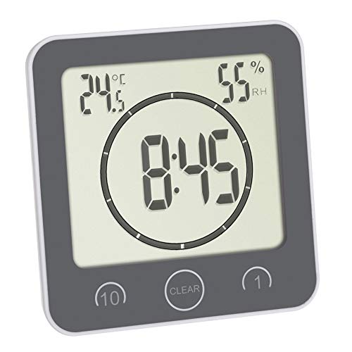 Tfa Dostmann Orologio Da Bagno/Cucina Con Timer, 60.4001.10, Fissaggio Senza Foratura, Tempo Fino A 99 Minuti, Resistente Agli Spruzzi, Incl. Termoigr