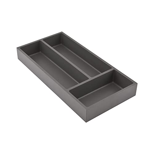 Ninka Connect 2287.90 10111 - Sistema Di Organizzazione Per Cassetti, Portaposate A 3 Scomparti, Vassoio Base Grande, 40 X 20 X 5 Cm, In Plastica Grig