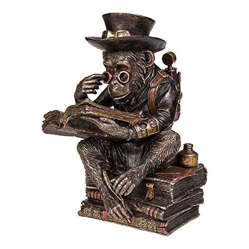 Nemesis Now, Statuetta Da Scimpanzee Scholar, 18 Cm, Bronzo, Misura 23 Cm