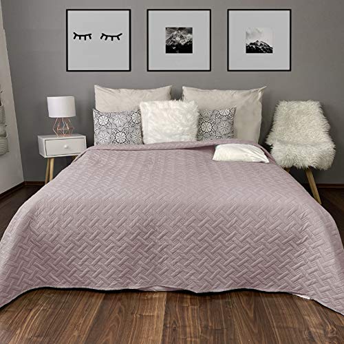 Homelevel Copriletto Letto & Divano Throw Bed Cover Sofa Day Weave Pattern Blankets Bed Cover Xxl Blanket Throw Over Blanket Old Rose 220Cm X 240Cm