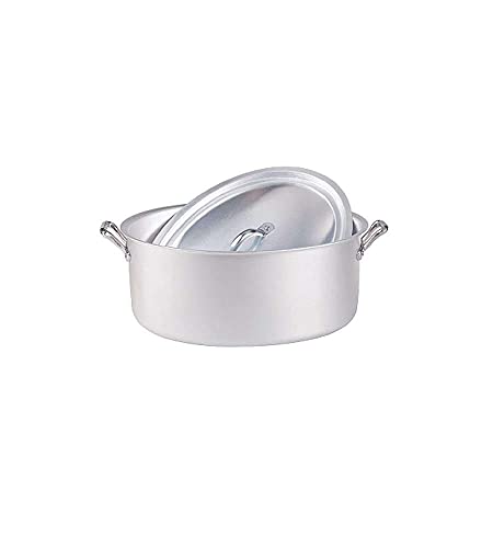 Pentole Agnelli Linea Family Cooking Alluminio Casseruola Ovale Con Due Maniglie E Coperchio, Argento, 28 Cm