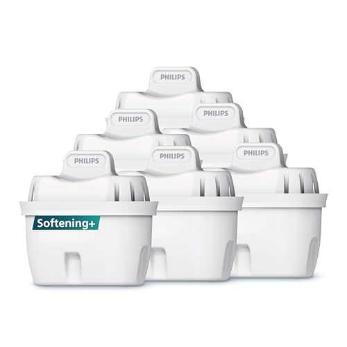 Philips Water Cartucce Filtranti Sostitutive Softening+, 6 Unità, Compatibili Con Brita, Fino Al 50% In Più Di Riduzione Della Durezza