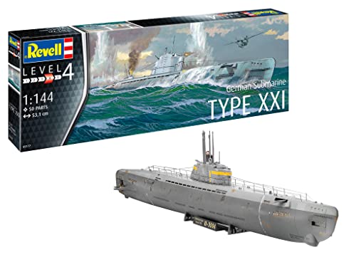 Tescoma- Revell 1:144-Sottomarino Tedesco Tipo German Submarine Type Xxi, Multicolore, 05177