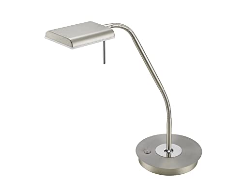 Trio Bergamo Lampada Tavolo, 1 X Led, Smd, 3000 K, 1100 Lm, Touchdimmer, Flessibile Integriert, 12 W, Nickel Opaco, 40 X 20.5 X 50 Cm