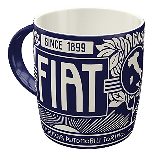 Nostalgic-Art Tazza Da Caffè Retrò, Fiat – Since 1899 Logo Blue – Idea Regalo Per Amanti Di Auto, In Ceramica, Design Vintage Con Detto, 330 Ml