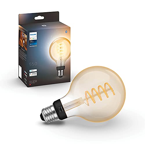Philips Hue White Ambiance Filament, Lampadina A Filamento Connessa, Bluetooh, E27, Dimmerabile, 7 W, Luce Bianca Da Calda A Fredda