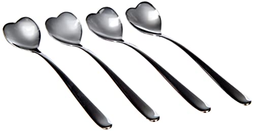 Alessi Big Love Ammi08/7 - Set Di Quattro Cucchiaini Da Caffè A Forma Di Cuore Di Design, In Acciaio Inossidabile 18/10