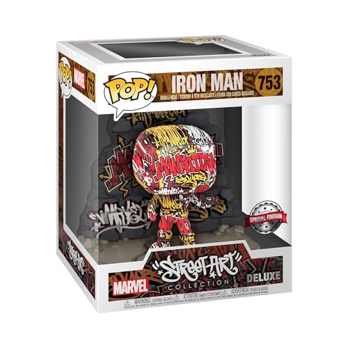 Funko Pop! Deluxe: Marvel-Iron Man - (Graffitideco) , - Marvel Comics - Fumetti Marvel - Figura In Vinile Da Collezione - Idea Regalo - Merchandising 