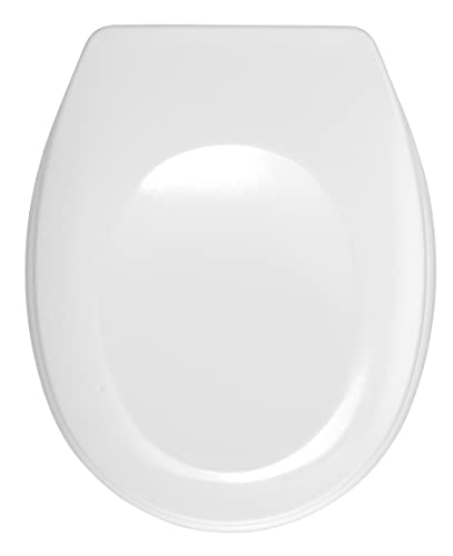 Wenko Sedile Wc Bergamo Bianco - Antibatterico, Fissaggio In Acciaio Inossidabile, Termoindurente, 35 X 44.4 Cm, Bianco